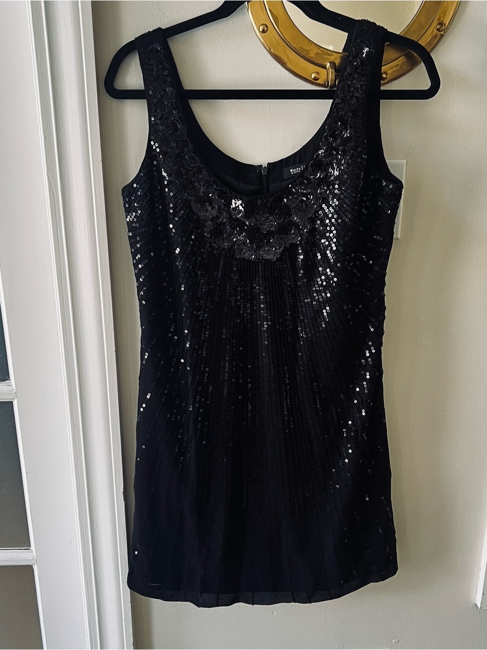White House Black Market Black Sequin Stripe Mini Dress